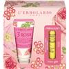 L'Erbolario 3 Rosa Cofanetto con crema mani e balsamo labbra per il nutrimento, 75 ml e 4,5 ml