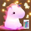 One Fire Unicorno Bambina Regalo Battesimo Bambina,16 Colori+Telecomando+Dimmerabile+12 ORE Luce Notturna Bambini, Morbida Luce Allattamento Notte, Lucina Notte Bambini Cameretta Bimba Regalo Bimba 1-10 Anno