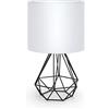Aigostar - Lampada da Tavolo in Stile Industriale Retrò, Portalampada con Attacco Piccolo E14, Lampada Comodino con Base in Metallo e Paralume Bianco, Perfetto per Decorare Qualsiasi Stanza