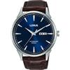 Lorus Orologio da polso da uomo automatico al quarzo classico cinturino in pelle marrone cassa in acciaio inox display analogico blu - RL475AX9