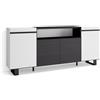 Skraut Home | Credenza, Mobile, Cucina | Madia, mobile ingresso | 200x87x35cm | 4 Porte | Design industriale | Stile moderno | Bianco e nero