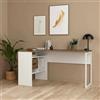 Dmora - Scrivania Patience, Scrittoio multiuso, Tavolo per ufficio porta PC, Piano di lavoro, 145x81 h77 cm, Bianco e Noce