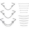 PunkTracker Piercing da naso 20 G - 2, 2,5, 3 borchie con catena - Gioielli in acciaio chirurgico