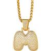 Richsteel Ciondolo a Lettera Bolla con Zirconia Cubica, Ciondolo Numero 0-9 Scintillante, Gioielleria Hip Hop alla Moda, Nome Personalizzabile, con Confezione Regalo, Zirconia cubica, Zirconie