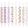 Smlpuame 8 Pezzi Catenella Portaciuccio, Catenella Ciuccio per Bambini, Set Porta Ciuccio con Clip Adatto a Tutti i Ciucci per Maschio e Femmina, Giocattoli per la Dentizione del Bambino(Rosa, Frutta)
