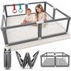 colpart Parco per bambini pieghevole con borsa per il trasporto, grande parco giochi portatile 150 × 180 cm, installazione rapida in 1 minuto, struttura stabile e rete traspirante, grigio