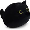 SNOWOLF Cuscino in peluche a forma di gatto, peluche Kawaii, super morbido, per ragazze e ragazzi, regalo di compleanno (20 cm, nero)