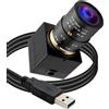 Svpro Webcamera USB 5 MP, 30 fps, obiettivo zoom 2,8-12 mm, IMX335, per monitoraggio macchina, a bassa luce, PC, laptop, UVC Plug-in Webcam per Windows, MacOS, Linux