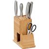 Relaxdays Ceppo Portacoltelli Vuoto, Supporto in bambù per Coltelli con Lame Strette 20 x 11,5 x 23,5 cm, Marrone Chiaro