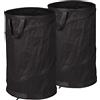 Relaxdays Sacchi da Giardinaggio, Set da 2, Fogliame e Rifiuti, Sistema Pop Up, 120 l, Impermeabile, HD 72x45 cm, Nero