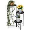 Relaxdays Scaffale Portapiante a 3 Ripiani in Acciaio, Scala Portafiori, Supporto Vasi di Piante, HLP: 65x44x44 cm, Nero