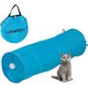 Relaxdays Tunnel per Gatti, LxD: 88 x 25 cm, Tubo Pop-Up, Cat Pet Toys, Gioco per Conigli e Porcellini d'India, Blu