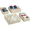 Relaxdays Organizer per Cassetti, Set di Scatole Porta Cravatte per Biancheria Intima, Box per Calzini, Reggiseni, Beige
