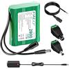 Palogreen 12.6V DC Batteria 2800mAh per 12V con 2 Pack Cavo di Alimentazione DC, Piccola Batteria per strisce LED, videocamere, DVD portatili, lettori MP3, luci da pesca