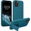 kwmobile 1x Custodia Compatibile con Apple iPhone 12 / iPhone 12 PRO - Cover Supporto Dita - Back Case per Smartphone - Protezione Gommata Petrolio Matt