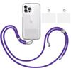 TBOC Pack: Cordino Catenella Laccio Strap Porta Cover [Viola] + 2 toppe di fissaggio aggiuntive Telefono Cellulare Collo - Tracolla Catenina cordini Phone Cellulari Telefoni Universale Laccetti