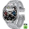 BOALZETD Smartwatch Uomo - 1100mAh/30 Giorni Batteria Lunga Durata, 1,7'' Orologio Smartwatch Militare con Torcia/Bussola/Impermeabile 3ATM/Cardiofrequenzimetro/SpO2/Sonno per Android iOS, Grigio Argento