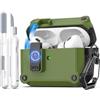 R-fun Compatibile con AirPods Pro 2 generazione (coperchio pop-up auto) con kit di pulizia, per Airpods Pro 2/1 gen (2023/2022/2019), per custodia Airpods Pro (USB-C/Lightning),Nero Verde