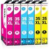 Clywenss Compatibili 35XL 35 XL Cartucce d'inchiostro Multipack per Epson WorkForce Pro WF-4740 WF-4730 WF-4725 WF-4720 WF-4740DTWF WF-4730DTWF WF-4725DWF WF-4720DWF, 6-Pezzi (Ciano, Magenta, Giallo)