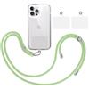 TBOC Pack: Cordino Catenella Laccio Strap Porta Cover [Verde Chiaro] + 2 toppe di fissaggio aggiuntive Telefono Cellulare Collo - Tracolla Catenina cordini Phone Cellulari Universale Laccetti