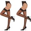 Fiore Luxury, autoreggenti ultrasottili velati 8 denari - disponibili in nero, bianco o naturale - Bianco 2-Pack - L