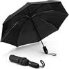 G4Free Ombrelli da viaggio per pioggia, 116,8 cm, ombrello compatto automatico con telaio in fibra di vetro resistente e cavo antivento, Nero , 116,84 cm