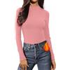 Aottori Maglia Termica Donna Colletto Rialzato Magliette Maniche Lunghe Dolcevita a Costine Lupetto Basic Intimo Elasticizzato Invernale Rosa L