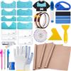 QUKLOGEN Set di 68 Pezzi Fogli di Teflon per Maglietta,12 Guida del Righello Della Maglietta T-Shirt 3 Fogli di Teflon per Pressa a Caldo 2 Nastro Resistente al Calore per Accessori da Cucito Sublimazione