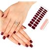 ZAHRVIA 20PCS Strisce per Smalto Gel per Unghie, Rosso Adesivi per Smalto per Unghie Full Wraps Lampada UV/LED Adesivi per Unghie in Gel Curati con Lima per Unghie e Stick (Vino Rosso)