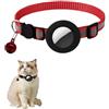 LIUZHUJ Riflettente Collarino Gatto, GPS Per Gatti Regolabile, Rosso, Collare GPS Gatto con Cinturino in Silicone, per Airtag Tracker