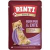RINTI - Oro | Cibo umido facile da digerire per cani piccoli e adulti. Alimento completo in sacchetto fresco senza carne, soia o additivi artificiali | 10 x 100 g di pollo puro + anatra