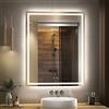 GANPE Specchio da bagno a LED, specchio da trucco, montaggio a parete, 6500 K, LED ad alto lumen, anti nebbia, IP44 impermeabile+verticale e orizzontale (100 x 80 cm)