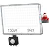 TOPAUBUB Faretto LED da Esterno con Sensore di Movimento 100W - 10000LM Faro LED Esterno con Sensore Movimento 6500K Bianco Freddo 1 Pezzi Impermeabile IP67 per Cortile/Giardino