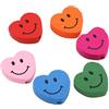Perlin Perline di legno da infilare, 20 pezzi, motivo: perline colorate, per braccialetti fai da te, gioielli, collane, colore misto (cuore con faccina sorridente, 17 mm)