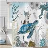 Hnmdmyi Tenda da doccia divertente 180x200, Gatto carino che cavalca la tartaruga di mare Tenda da bagno dell'oceano paesaggio subacqueo barriera corallina animale marino bambini Tenda da bagno