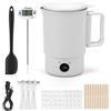 HISUEKIG 800ML Sciogli Cera per Candele Elettrico, 600W Pentola per Fusione di Cera con LED Digitale, indicatore di temperatura, stoppini, centraggio e cucchiaio per produzione di candele