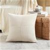 FDTERN Federe Cuscini Beige Chiaro 55x55 per Divano in Velluto a Coste Moderno Morbido Motivo a Croce Decorativa Copricuscini con Cerniera Invisibile per Divano Camera da Letto