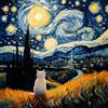 MEIYUDA DIY 5D Diamond Painting Kit Completo per Adulti, Pittura Diamante Notte Stellata Gatto, Strass Ricamo a Punto Croce Diamond Art Bambini, Nuovo Regalo di Casa, Regali per Principianti 30x30cm