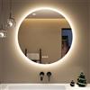 STARLEAD Specchio-Bagno-con-Luce e Bluetooth 70cm, Specchio-Rotondo-Bagno-LED con Antifog, Dimmerabile, 3 Colori Luce, Memoria, IP44, HD Vetro Temperato