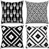 Hnmdmyi Copricuscino Bianco E Nero 50x50 Set Di 4 Boho Moderno Motivo Geometrico Neutro Decorativo In Lino Per Divano Letto Giardino Esterno Home Decor