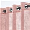 Woaboy 2 pezzi Tende di lino traslucido Tende moderne decorative a occhiello per il soggiorno e la camera da letto 140x260 cm Rosa