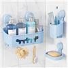 LEVERLOC Mensola da Doccia con Ventosa per Bagno Doccia Caddy Carrello di stoccaggio Senza Foratura Portaoggetti Organizer per per Accessori da Bagno o Cucina