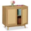 Relaxdays Credenza Ingresso e Salotto, Comò Soggiorno HLP: 75x80x40 cm, Cassettiera in Legno con Ante in Rattan, Marrone
