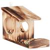 Relaxdays Mangiatoia per Scoiattoli, da Appendere, in Legno, HxLxP: 17,5 x 14 x 25 cm ca. Colore Legno Fiammato