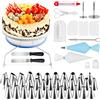 WisFox 152 pezzi di forniture per la decorazione di torte, kit professionale di forniture per cupcake include supporto girevole, 100 sac à poche, 36 ugelli, 2 spatole, 3 levigatori per glassa, 2