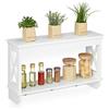 Relaxdays Scaffale da Parete con 3 Ganci, a 2 Piani, Stile Shabby Chic, Appendiabiti, Salvaspazio da Cucina, Bianco