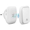 PDGROW Campanello Radio Senza Batteria, PDGROW Campanello Senza Fili Impermeabile Campanello Wireless Autoalimentato con Una Portata di 150m, 38 Melodie, 4 Livelli di Volume e Flash LED - Bianca