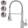 APPASO Rubinetto da cucina con doccetta ad alta pressione, miscelatore da cucina con 3 tipi di getto, girevole a 360 in acciaio inox spazzolato | doppie lame