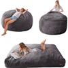 MAXYOYO Divano a sacco convertibile da poltrona a sacco a letto, in schiuma con fodera pelosa e soffice imbottitura per adulti, giovani, ospiti, (antracite, 135 x 190 cm)
