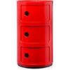 Kartell Componibili Contenitore 3 Elementi, ABS, Base Tonda, Rosso, 32 x 32 x 58.5 cm